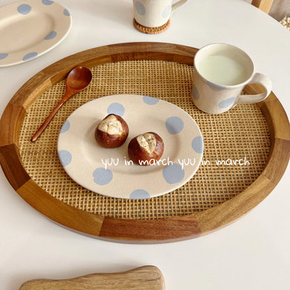 Blue Polka Dot Ceramic Tableware