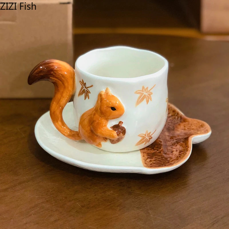 Maple Leaf Squirrel Coffee Cup