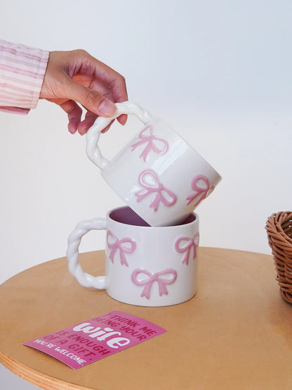 Twisted-Handle Bow Ceramic Mug
