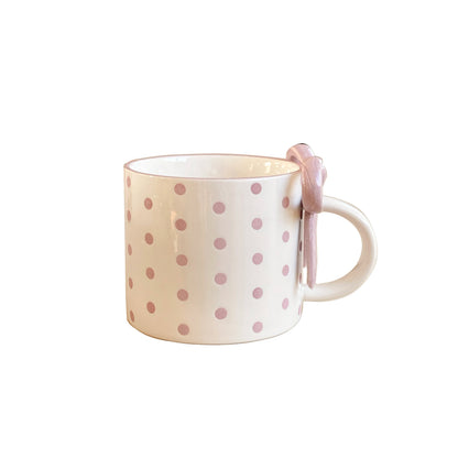 Checkered Bow-Handle Ceramic Mug