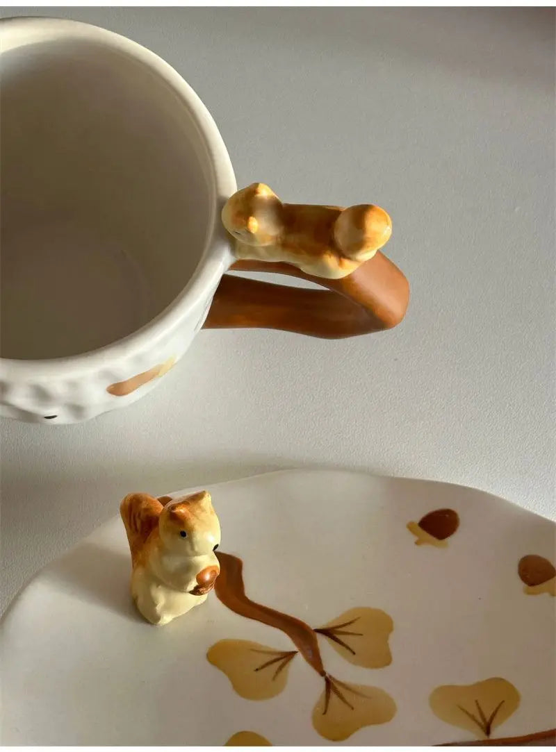 Squirrel Ginkgo Cup & Saucer