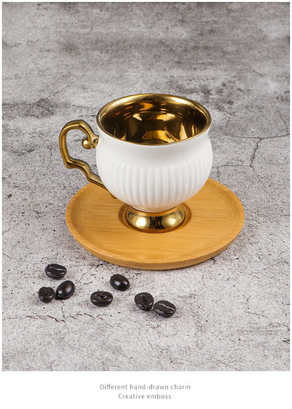 Embossed Turkish Coffee Cups & Saucers – Set of 2