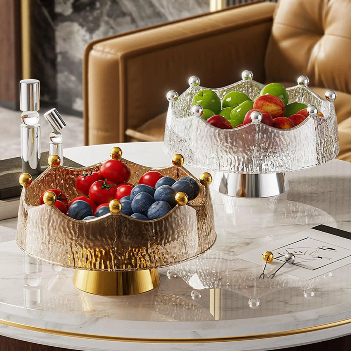 Golden Fruit Bowl & Decorative Serving Set