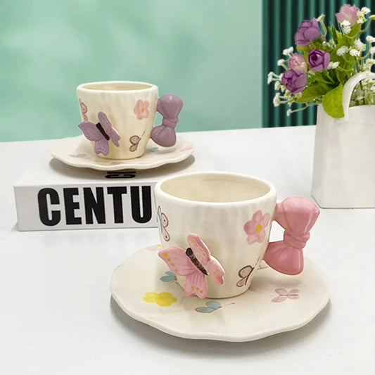 Bowknot Ceramic Cup & Saucer