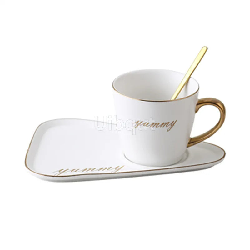 Luxury Ceramic Coffee Cup, Spoon & Saucer Set