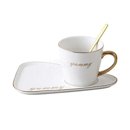Luxury Ceramic Coffee Cup, Spoon & Saucer Set