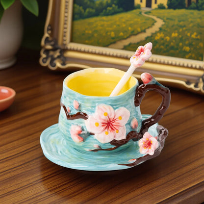 Painted Floral Cup & Saucer