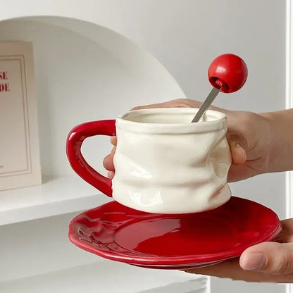 Pleated Ceramic Cup & Saucer
