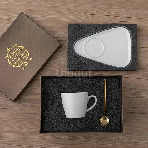 Luxury Ceramic Coffee Cup, Spoon & Saucer Set