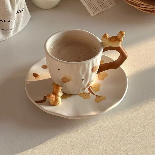 Squirrel Ginkgo Cup & Saucer