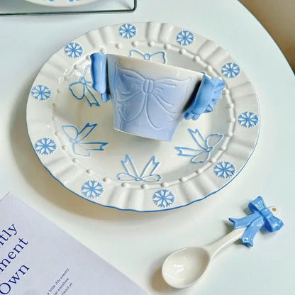 Bow Relief Ceramic Dessert Plate