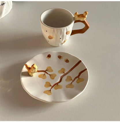 Squirrel Ginkgo Cup & Saucer