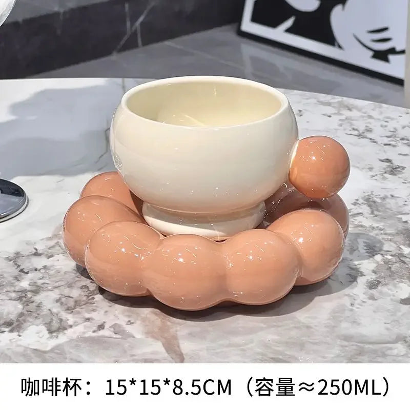 Bow Ceramic Coffee Cup & Flower Saucer