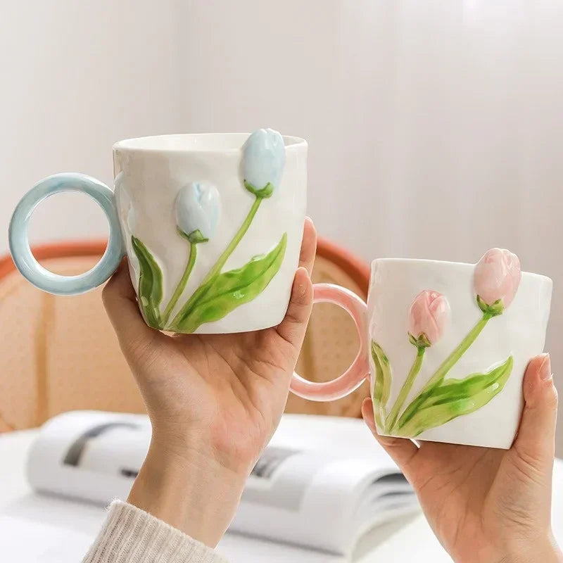 Tulip Ceramic Mug & Spoon