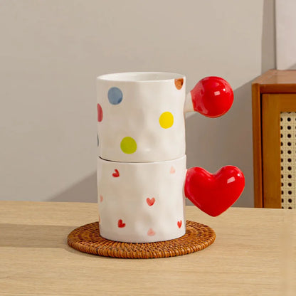 Heart & Polka Dot Ceramic Mug