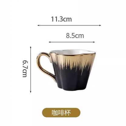 Gold-Handle Bone China Cup & Saucer Set