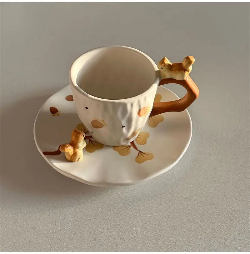 Squirrel Ginkgo Cup & Saucer