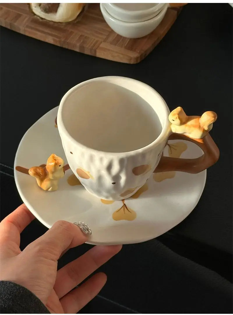 Squirrel Ginkgo Cup & Saucer