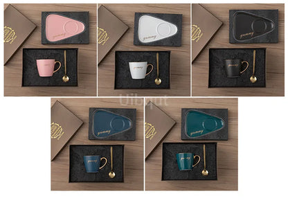 Luxury Ceramic Coffee Cup, Spoon & Saucer Set
