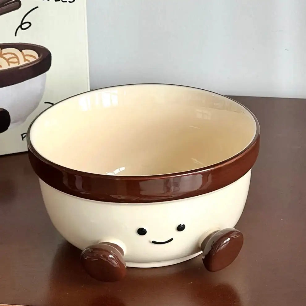 Footed Ceramic Ramen Bowl