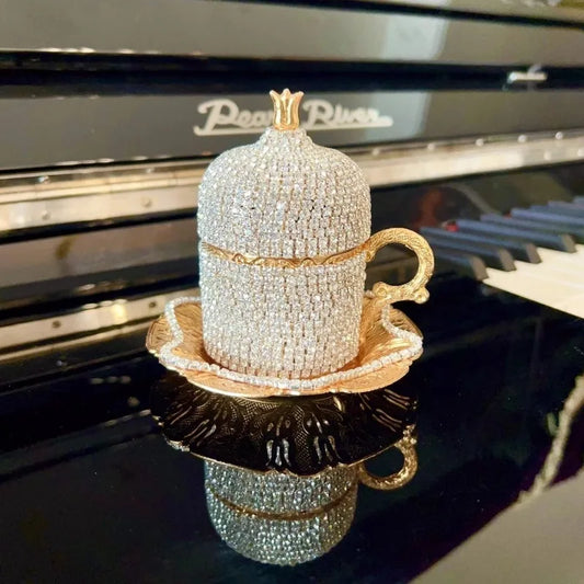 Rhinestone-Style Gold Espresso Cup