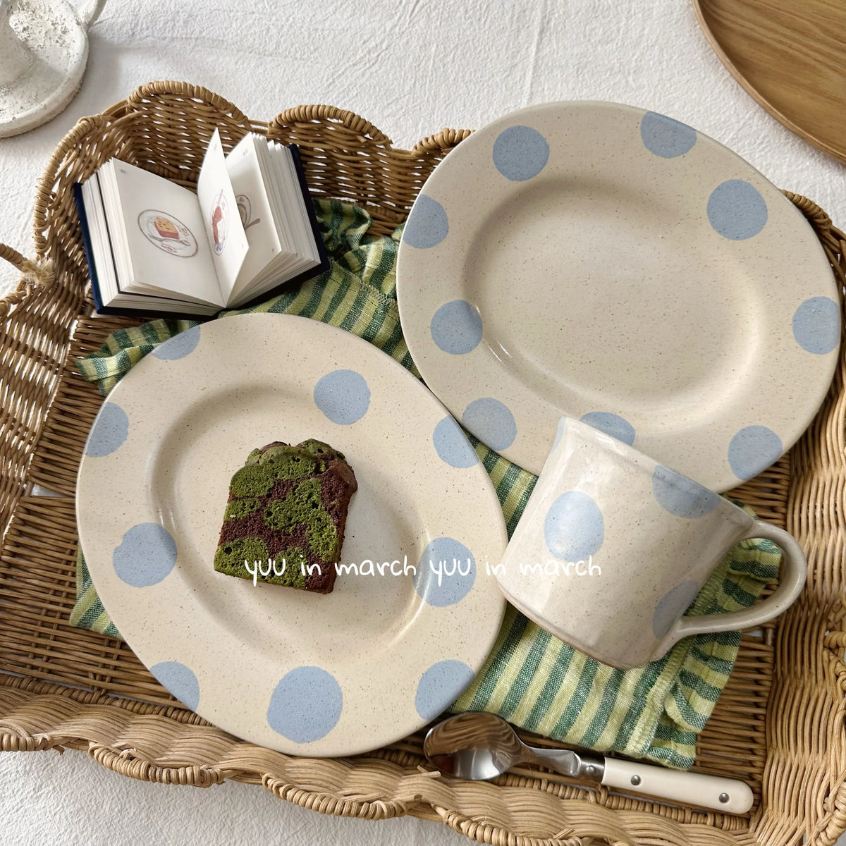 Blue Polka Dot Ceramic Tableware