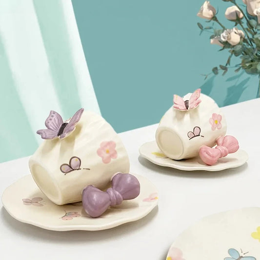 Bowknot Ceramic Cup & Saucer