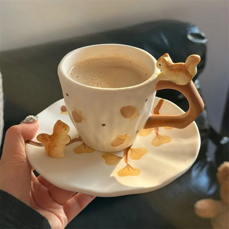 Squirrel Ginkgo Cup & Saucer