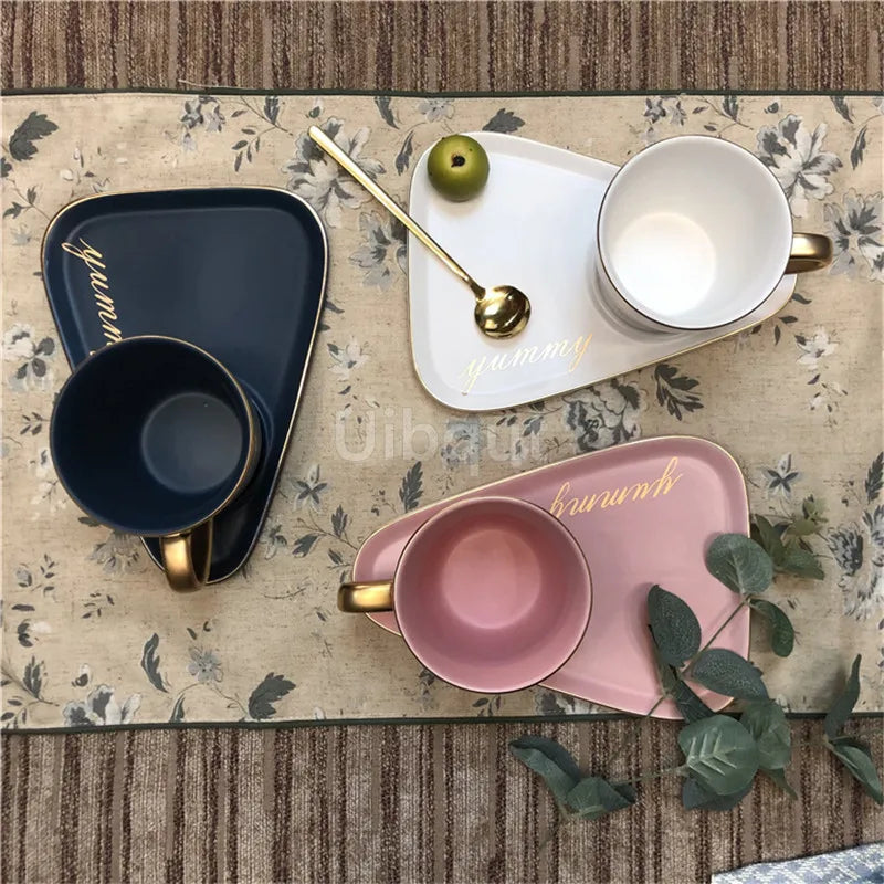 Luxury Ceramic Coffee Cup, Spoon & Saucer Set
