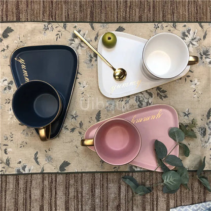 Luxury Ceramic Coffee Cup, Spoon & Saucer Set