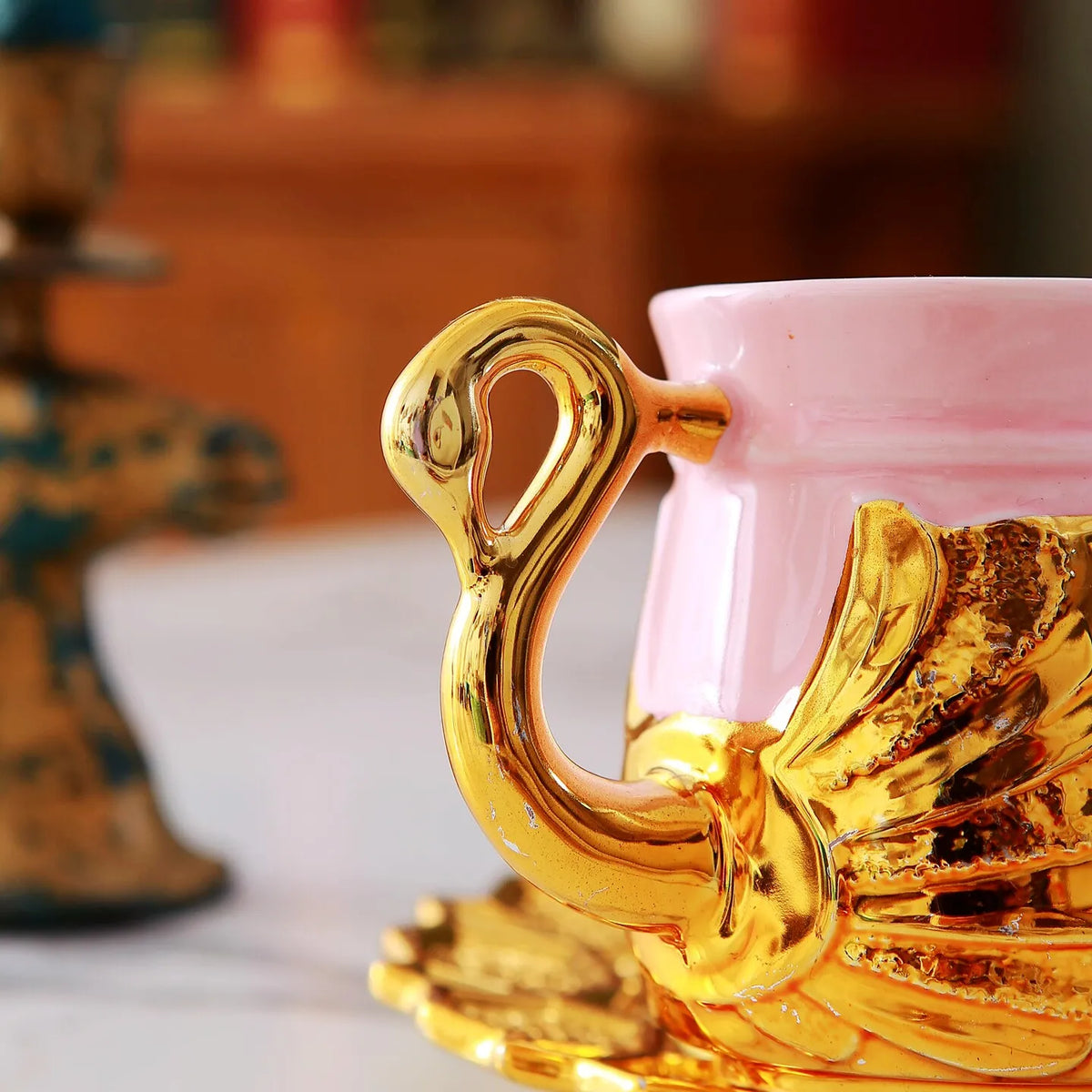 Pink Swan Ceramic Coffee Cup