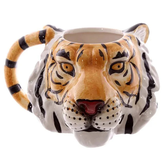 3D Tiger Head Ceramic Mug