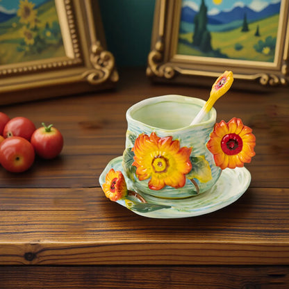 Painted Floral Cup & Saucer