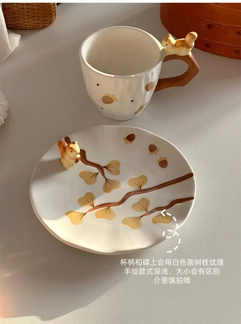Squirrel Ginkgo Cup & Saucer