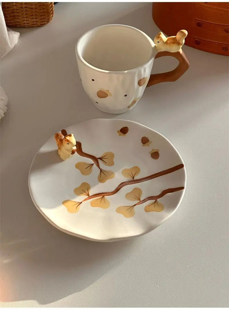 Squirrel Ginkgo Cup & Saucer