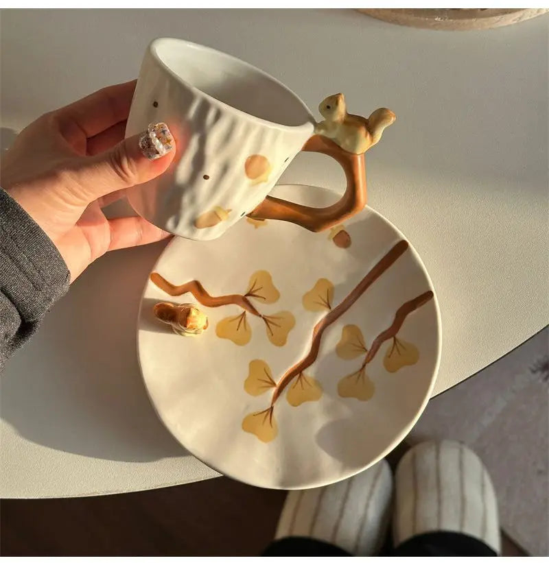 Squirrel Ginkgo Cup & Saucer