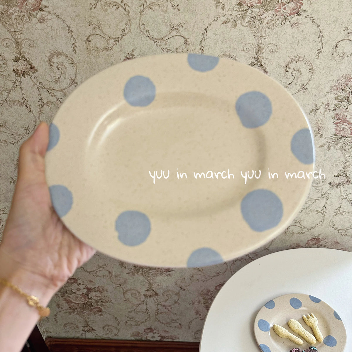 Blue Polka Dot Ceramic Tableware