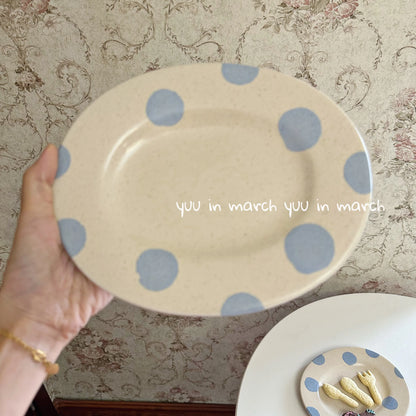 Blue Polka Dot Ceramic Tableware