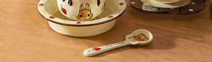 Creative Rabbit Pattern Ceramic Bowl Relief Porcelain Rice Bowls 4.5Inches Cute Home Yogurt Small Bowl Tableware Cake Fruit Bowl