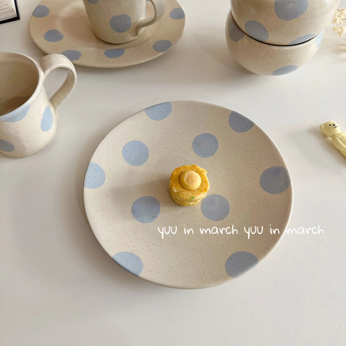 Blue Polka Dot Ceramic Tableware