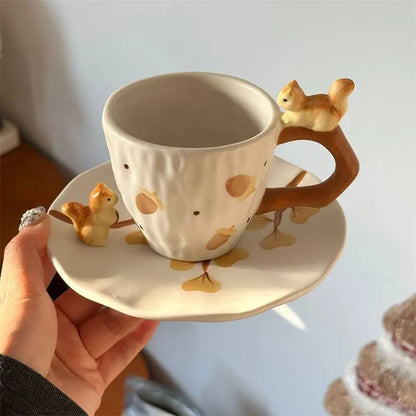 Squirrel Ginkgo Cup & Saucer
