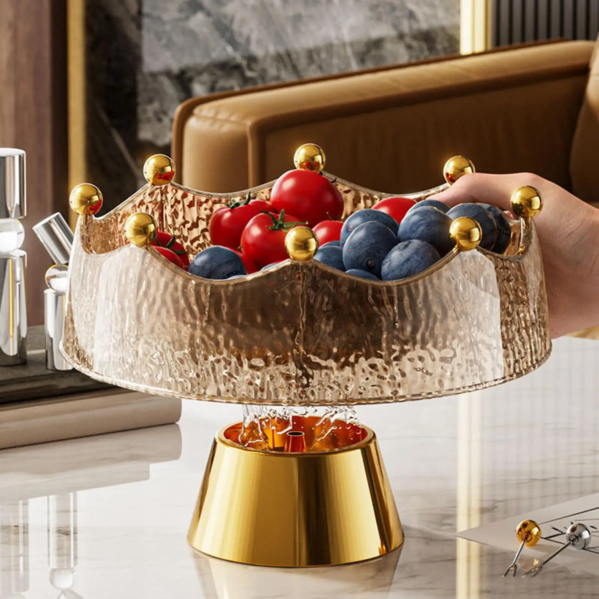 Golden Fruit Bowl & Decorative Serving Set