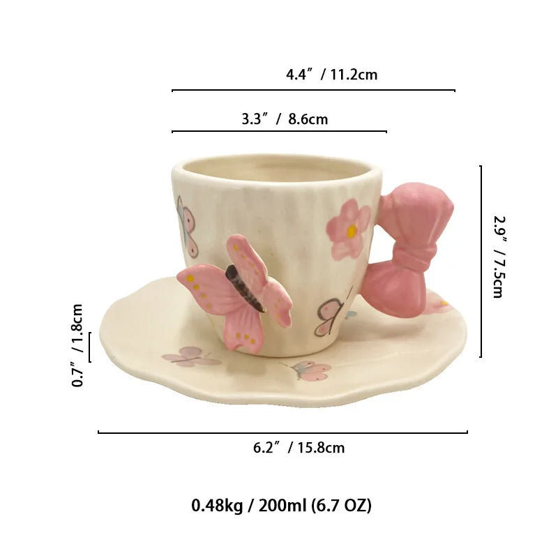 Bowknot Ceramic Cup & Saucer