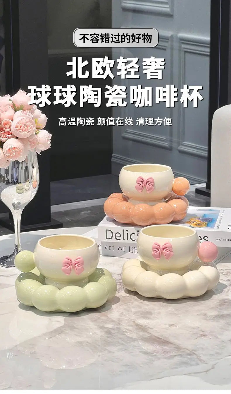 Bow Coffee Cup & Flower Saucer