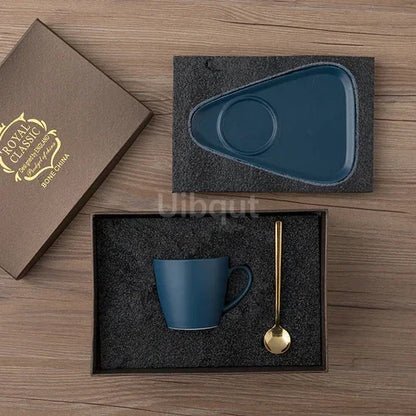 Luxury Ceramic Coffee Cup, Spoon & Saucer Set