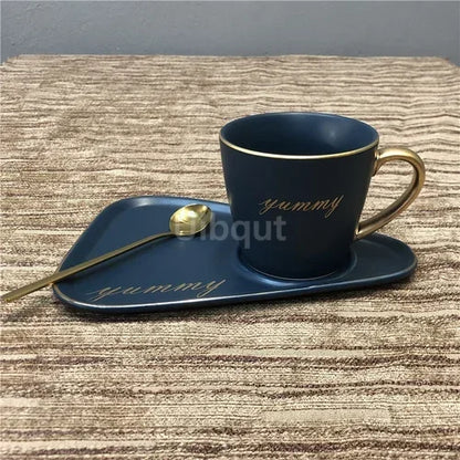 Luxury Ceramic Coffee Cup, Spoon & Saucer Set