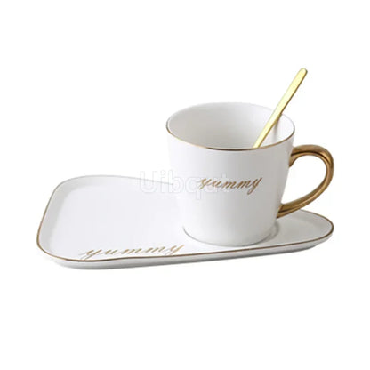Luxury Ceramic Coffee Cup, Spoon & Saucer Set