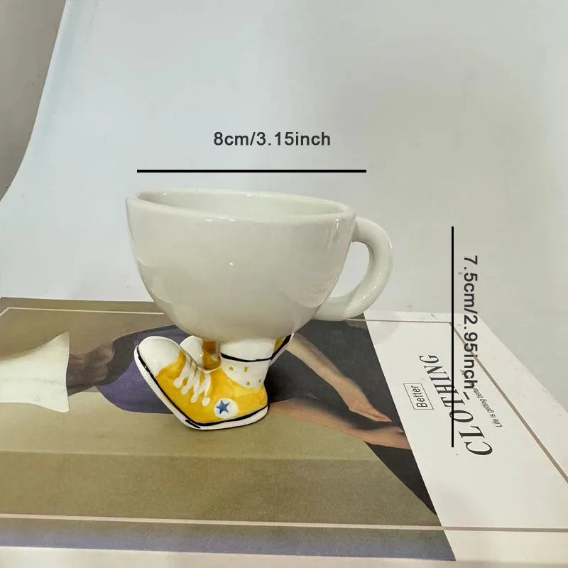 Creative Sneakers Feet Ceramic Coffee Mug Ornaments Living Room Kitchen Tea Cup Egg Cup Cartoon Funny Storage Ornaments Crafts