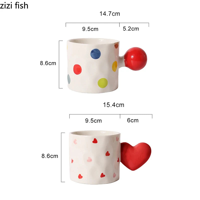 Heart & Polka Dot Ceramic Mug
