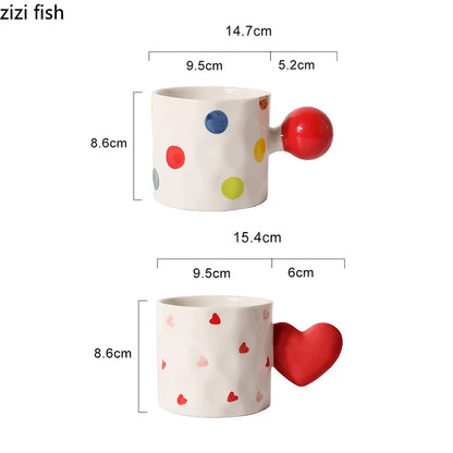 Heart & Polka Dot Ceramic Mug